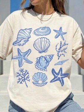 Seashell Shirt, Beach Shirt, Summer Shirt, Ocean Lover Gift